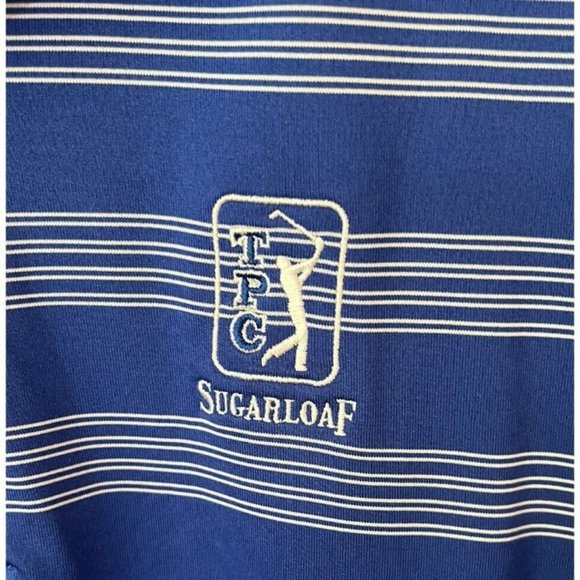 Nike Golf Tour Performance Polo Shirt Mens Medium Blue Striped DRI-FIT Sugarloaf - Picture 7 of 8